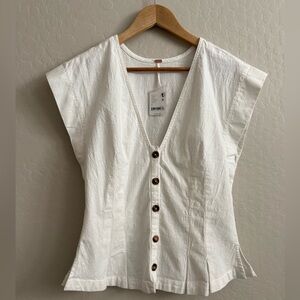 Free People Top Ivory Dylan Vest Size Large NWT